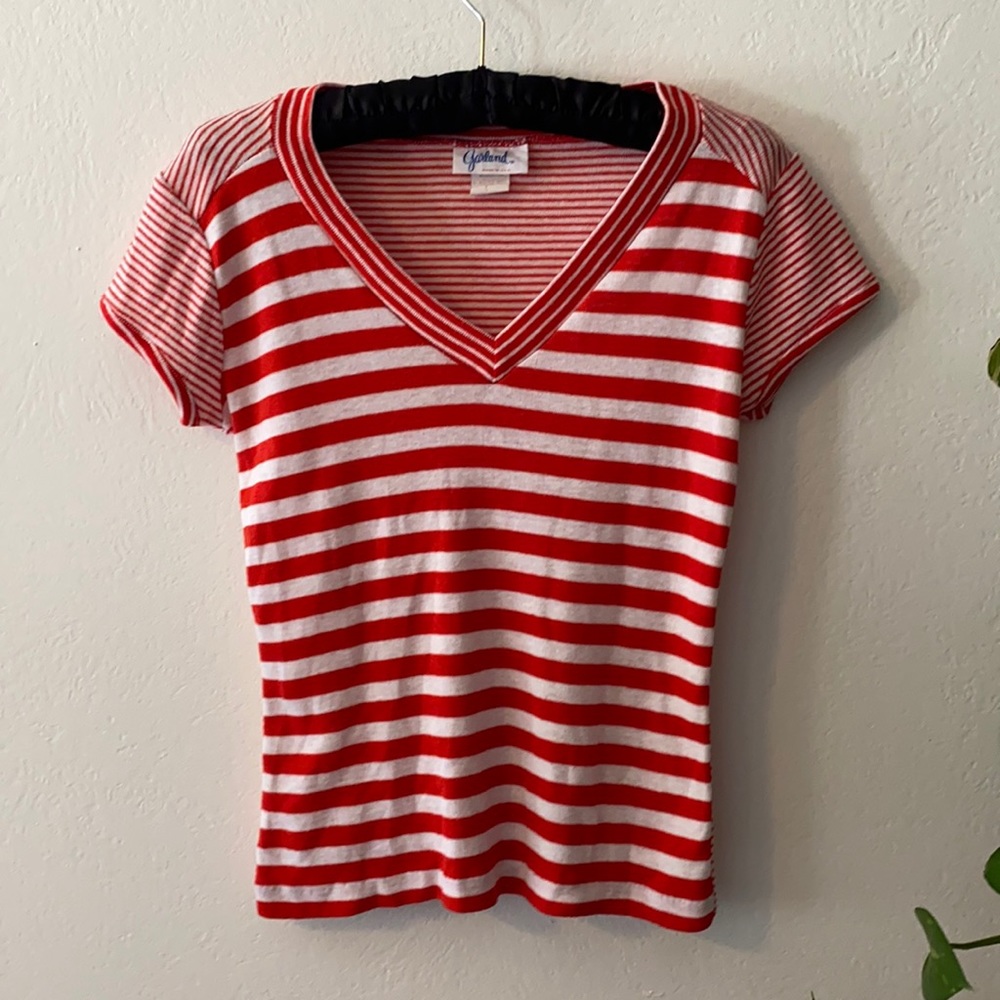 Vintage Garland Red and White Striped 50/50 Shirt